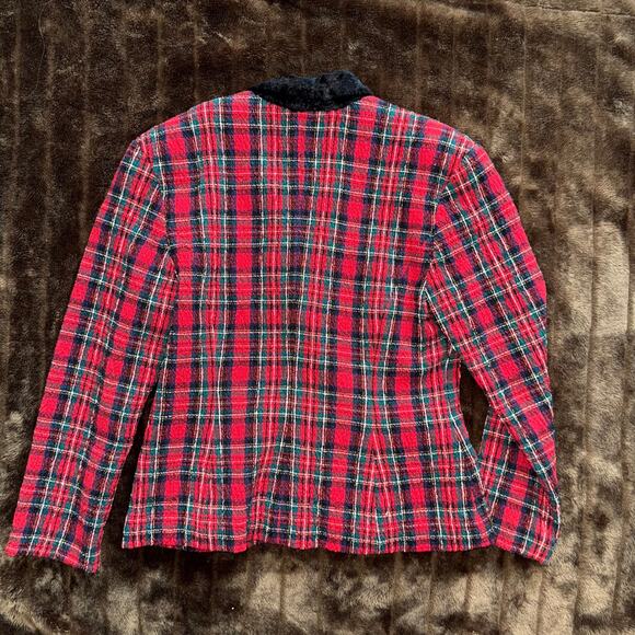 Carole Little St. Tropez West Size 8 Red Tartan Blazer IMMACULATE - Picture 3 of 8